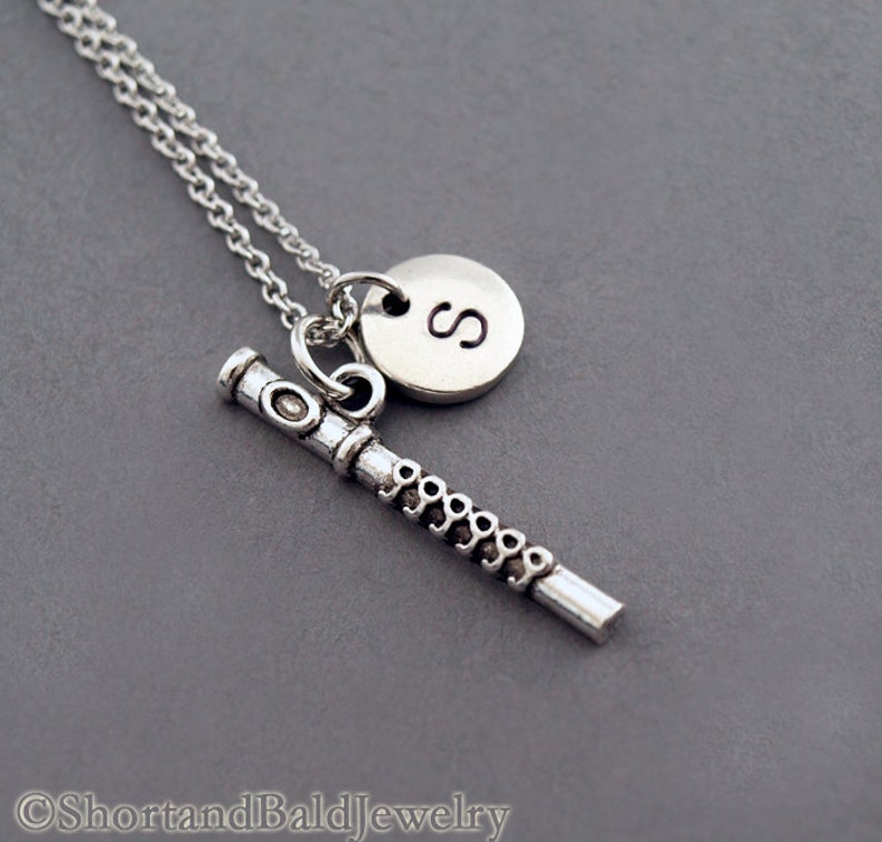 Flute Necklace Silver Flute Flute Charm Jewelry Flutist Etsy