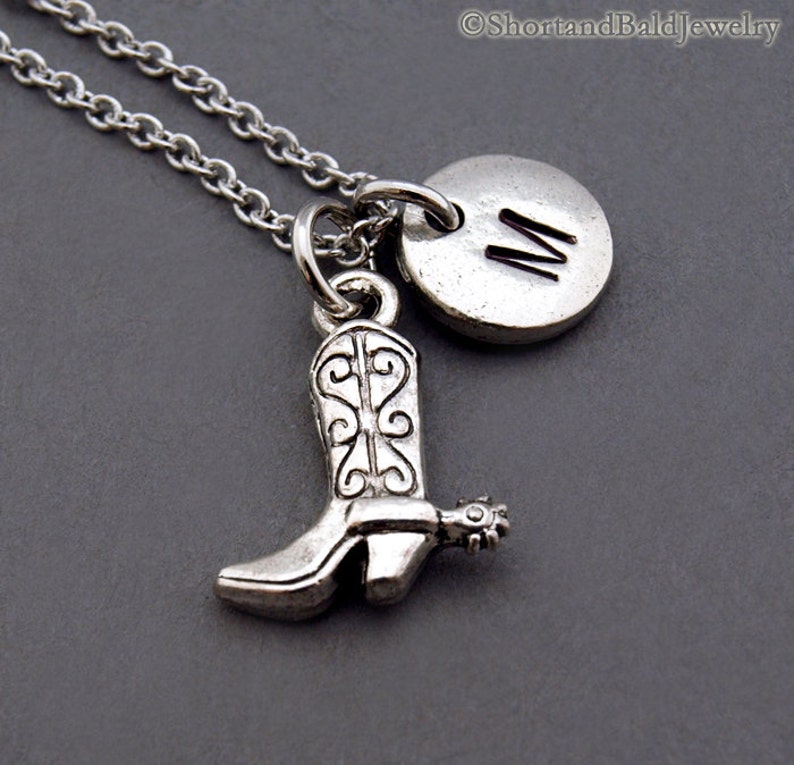 Cowboy Boot Necklace Cowgirl Boot Necklace Initial Necklace Etsy
