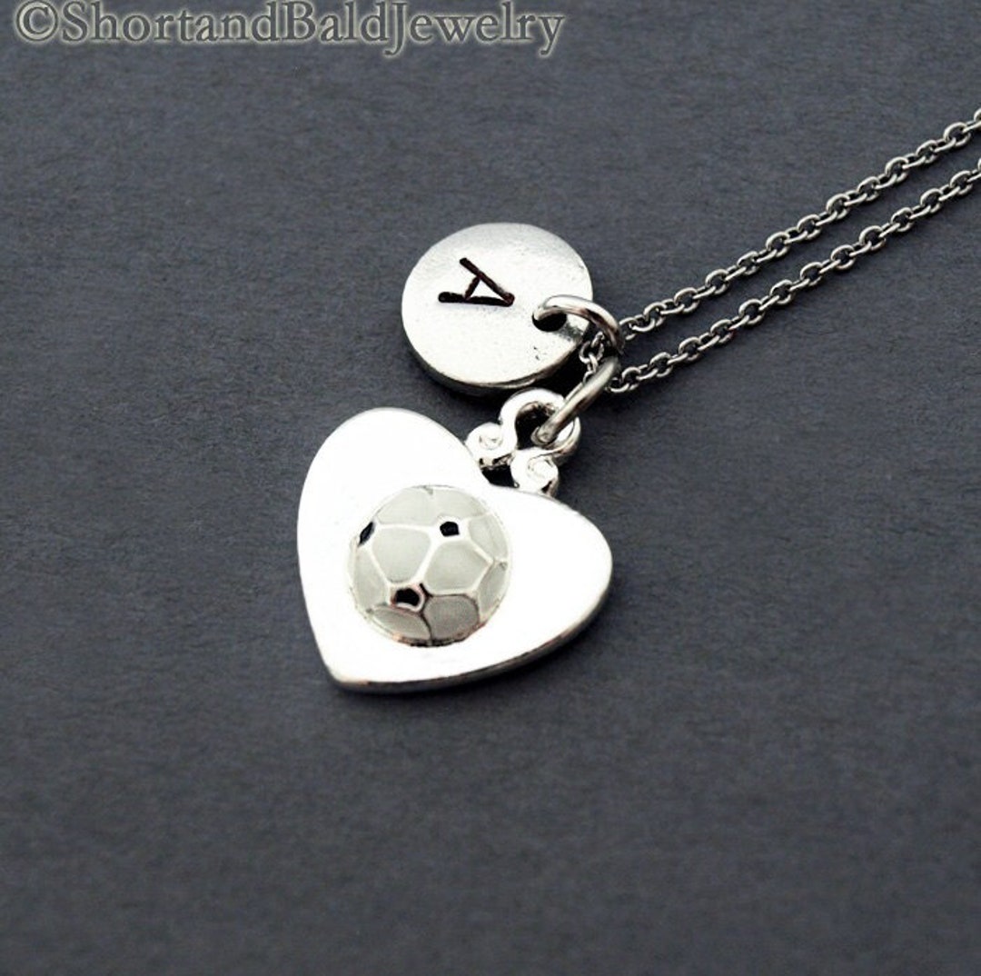I Love Soccer, Soccer Ball Charm Necklace, Soccer Ball Heart, Football ...