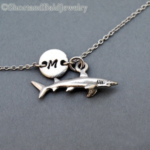 Shark charm bracelet, antique silver, initial bracelet, friendship, mothers, adjustable, monogram