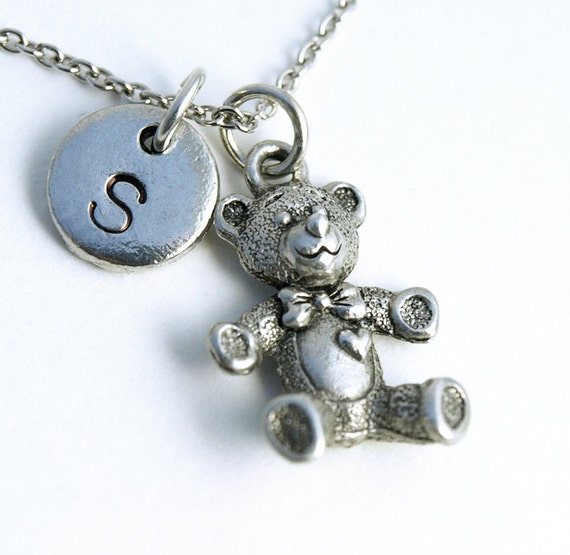Charm bear initial on sale necklace
