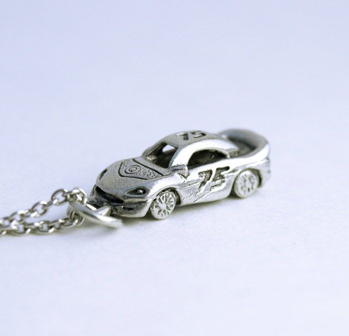 Racing Car necklace, car necklace, initial necklace, initial hand stamped, personalized, antique silver, monogram