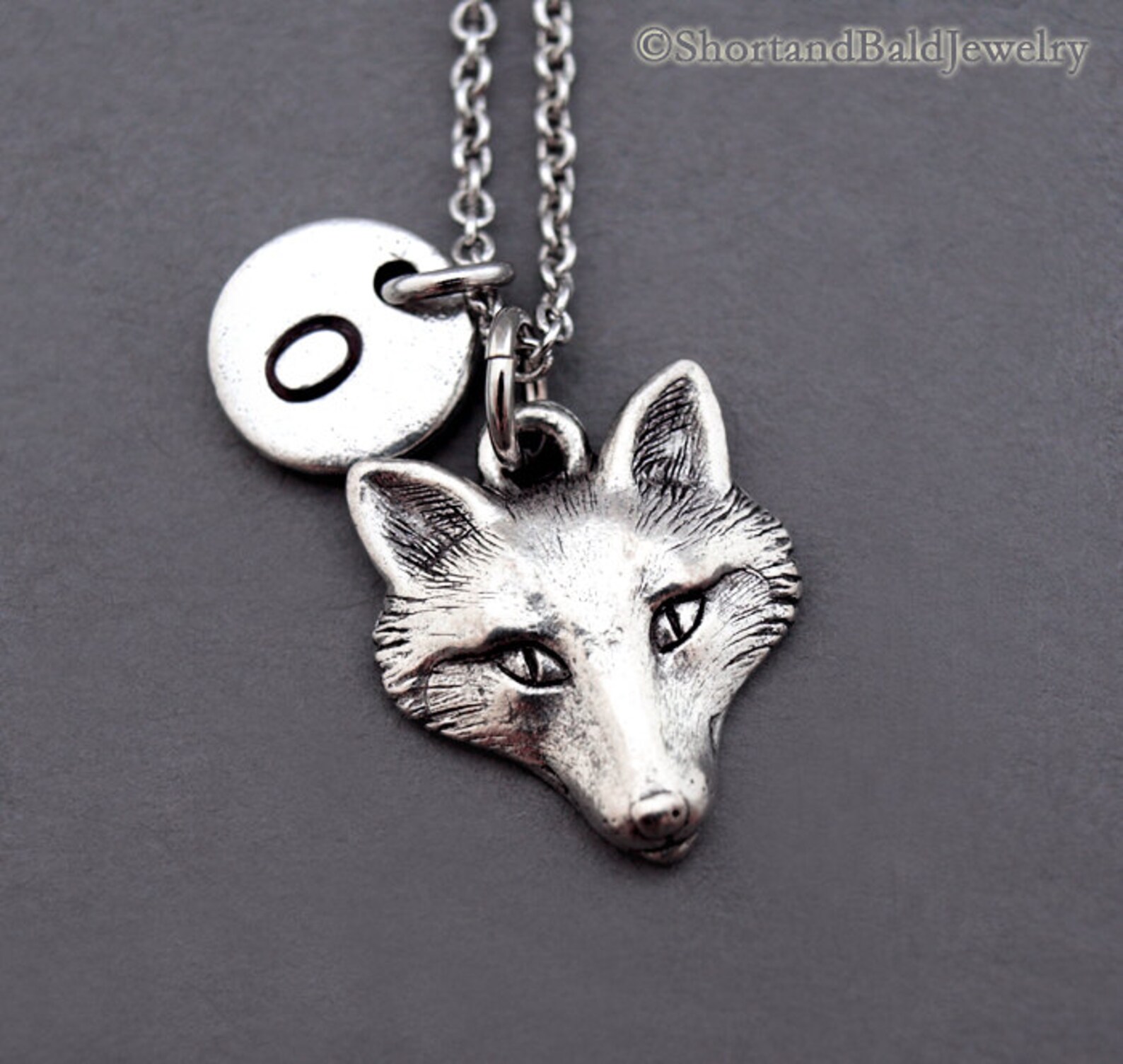Fox Necklace Fox head necklace fox face Silver fox charm Etsy