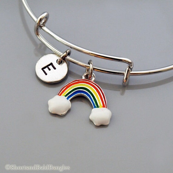 Rainbow Charm Bangle Rainbow Clouds Bracelet Expandable 