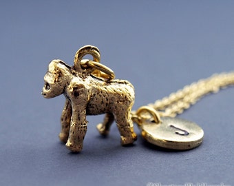 Gorilla Charm necklace, Gorilla charm jewelry, Ape charm, gold gorilla charm necklace,  initial necklace, personalized, monogram