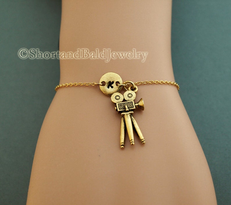 Movie Camera Charm Bracelet Film Bracelet Antique Gold Etsy