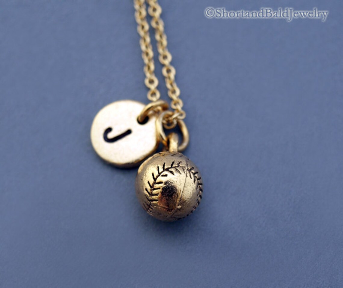 Baseball Necklace, Baseball Ball Charm, Gold Baseball Ball Necklace ...