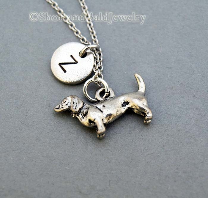 Daschund necklace, Dachshund, Doxie, initial necklace, Wiener, initia…