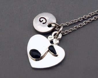 Music note necklace, Music note heart, eighth music note, 8th music note, initial necklace, personalized, antique silver, monogram