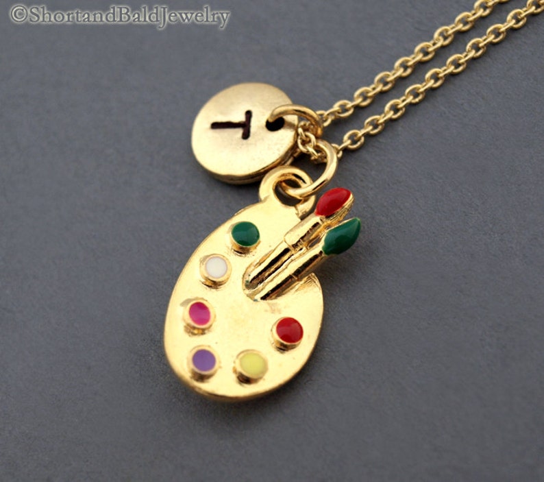 Paint Palette Necklace Gold Paint Palette Charm Artists Etsy