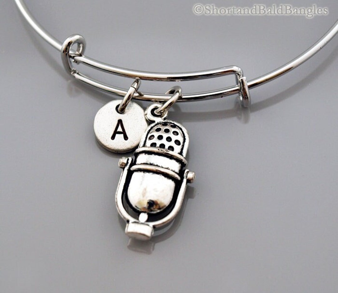 Microphone Bangle, Mic Bangle, Mic Bracelet, Microphone Bracelet, Mike, Retro Microphone