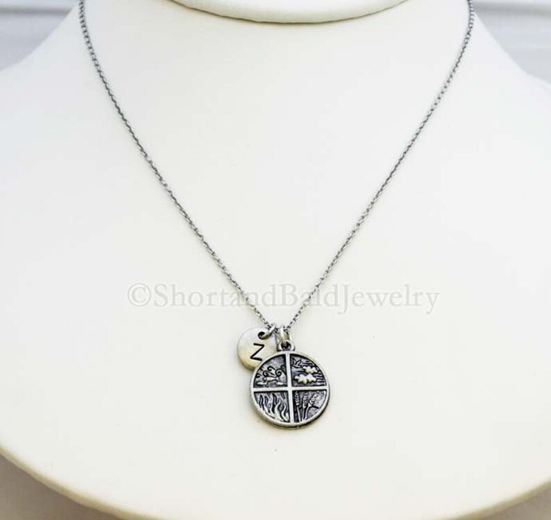 Four Elements Necklace Wind Water Land Fire Air Earth Four Etsy