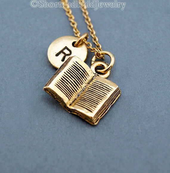 Book necklace reading book open book book charm jewelry Etsy