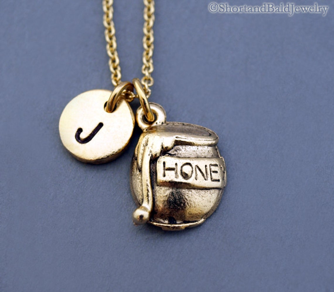 Honey jar charm necklace honey charm necklace Honey bee Etsy