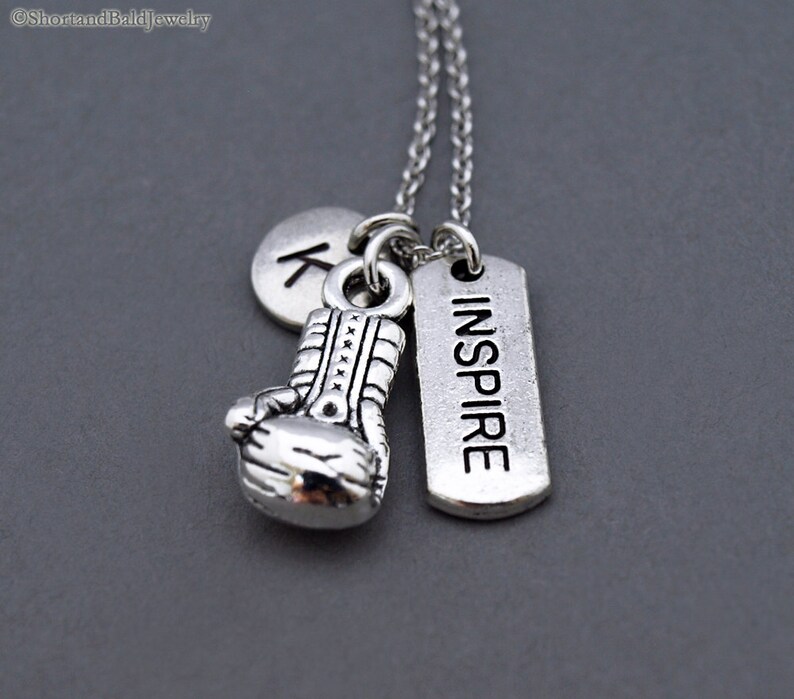 Boxing glove charm necklace Inspire charm Inspirational Etsy