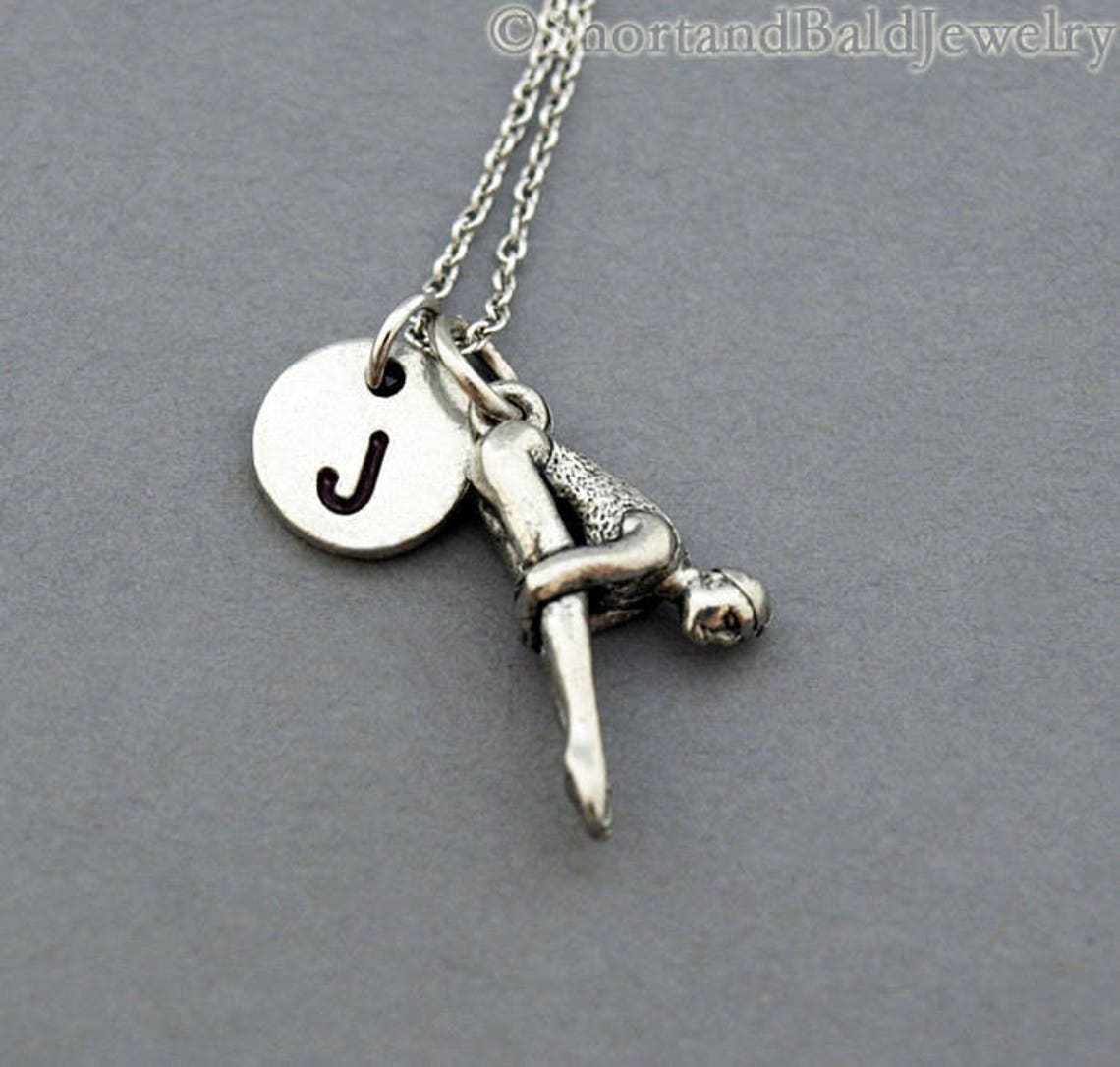Diving Necklace Diver Necklace Antique Silver Initial Etsy