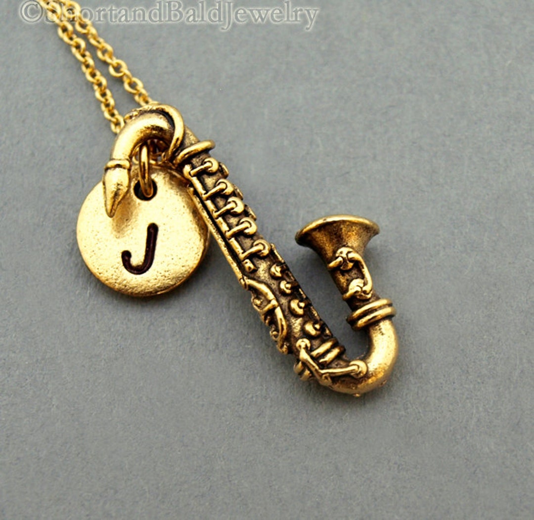 Saxophone Necklace Saxophone Charm Instrument Necklace Etsy