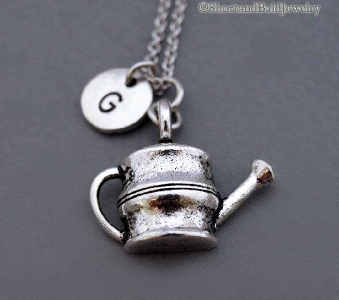 Watering Can Necklace, Watering Pot Necklace, Silver Watering Can Charm, Silver Watering Pot