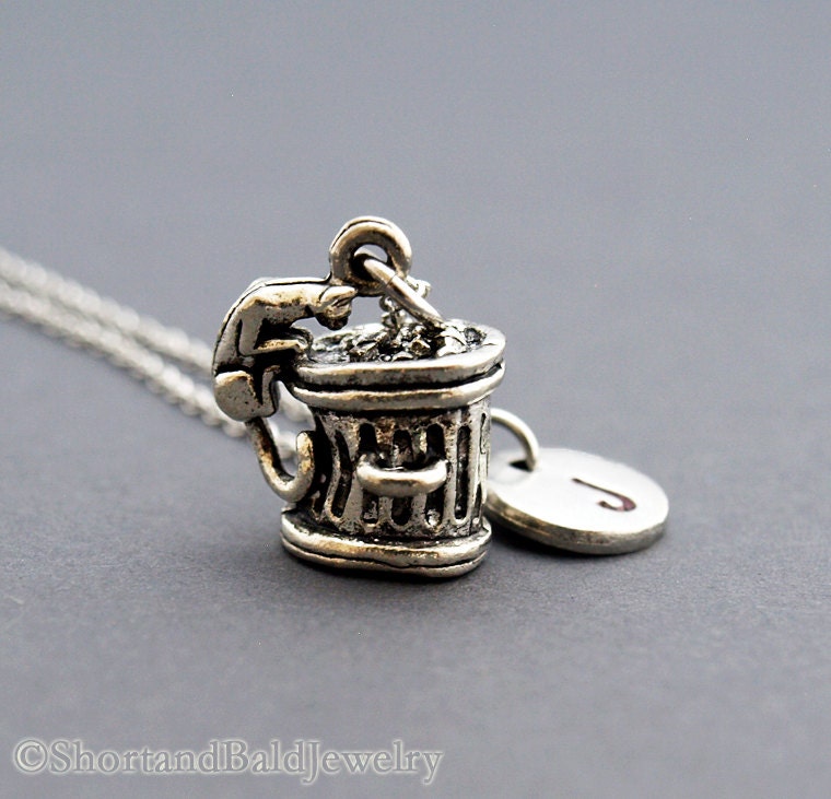 Garbage Bin Cat Necklace, Stray Cat Necklace, Trash Can