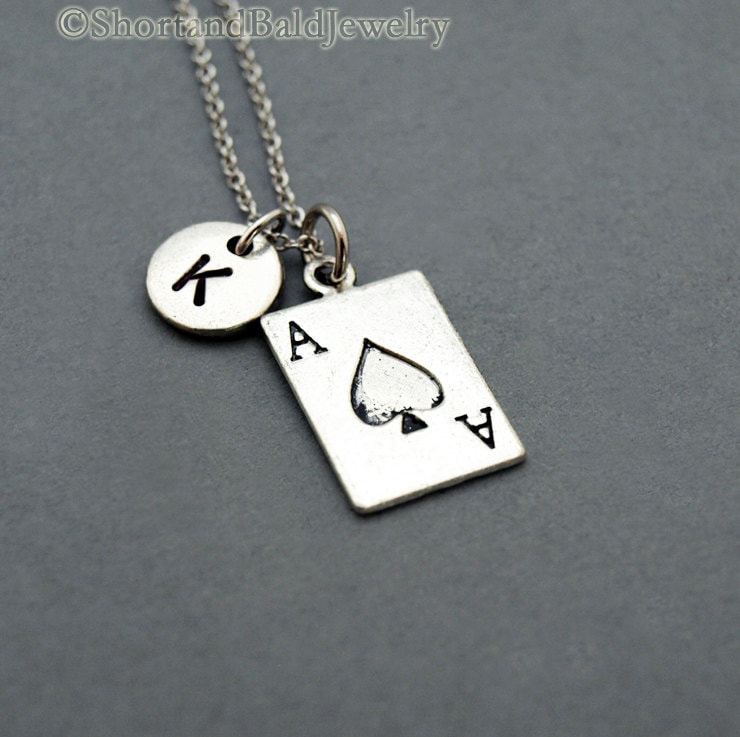 Ace of spades necklace Ace of spade charm Playing card Etsy
