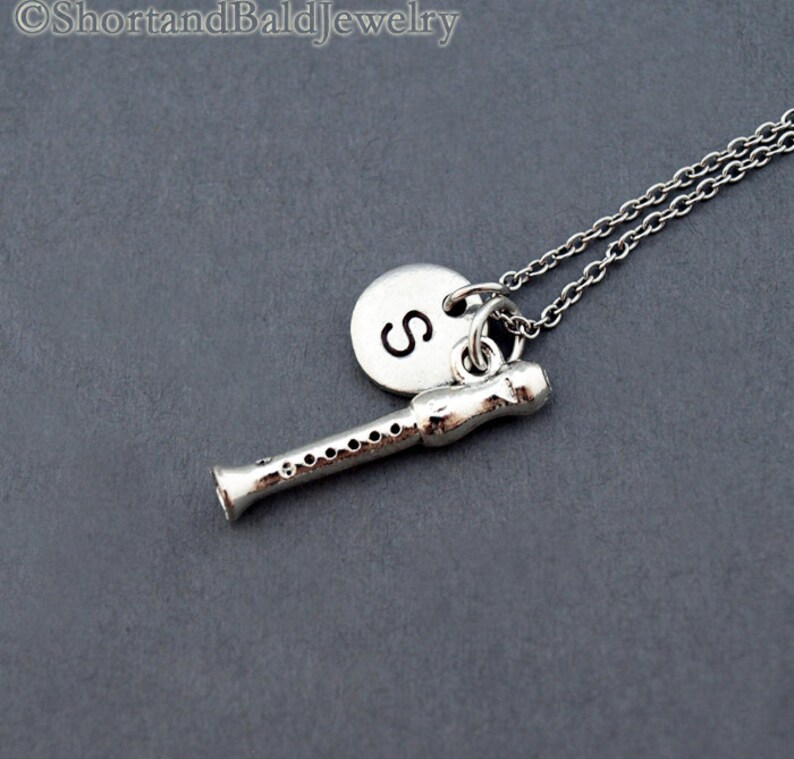 Recorder Necklace Recorder Charm Recorder Jewelry Initial Etsy
