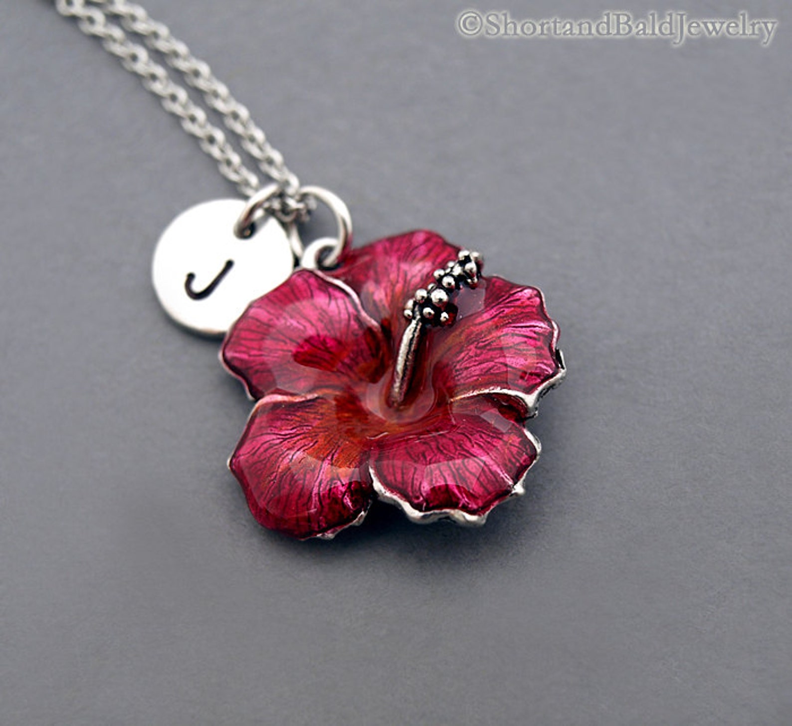 Hibiscus necklace Hibiscus jewelry Hibiscus charm necklace Etsy