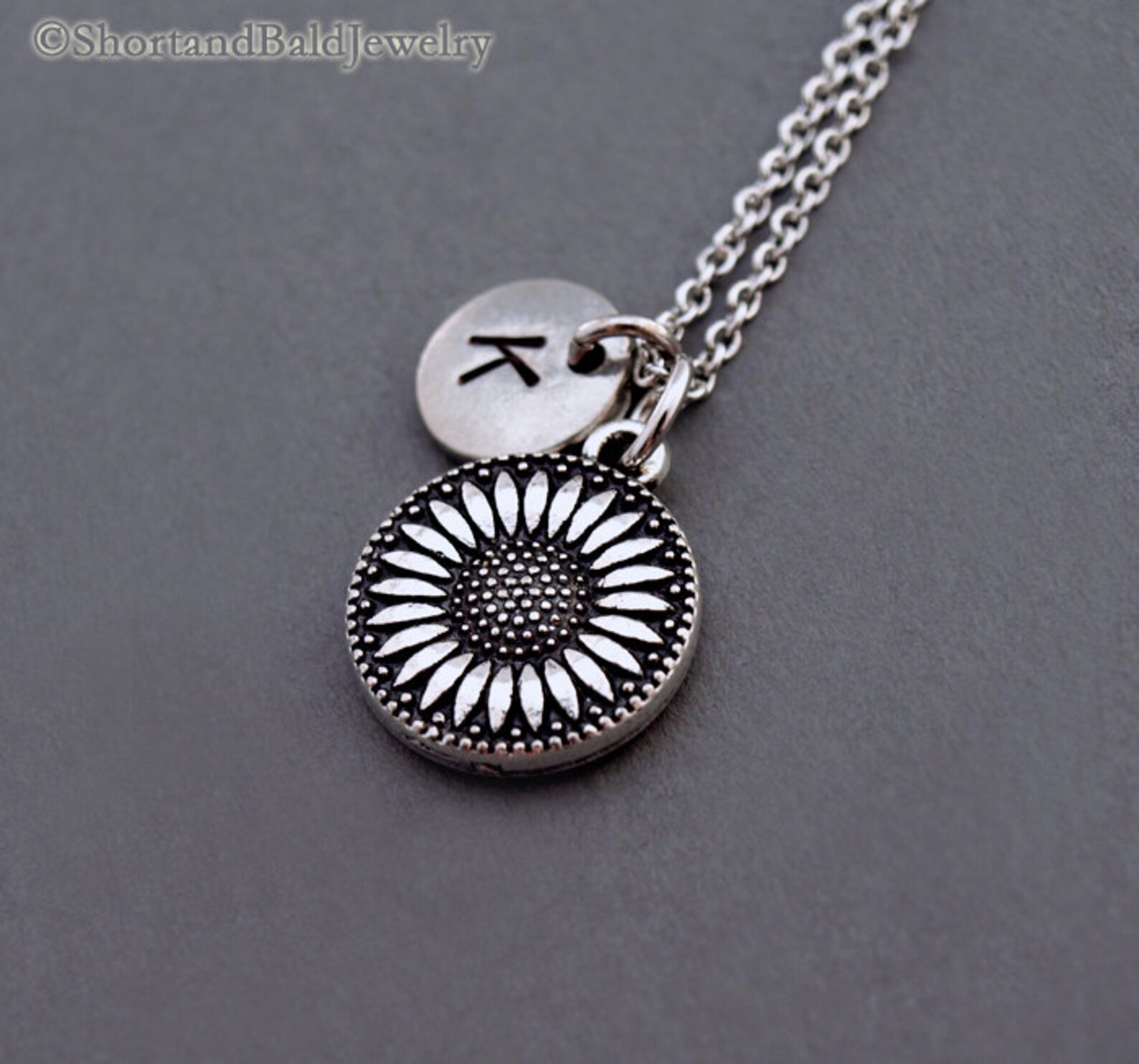 Sunflower Necklace Silver Sunflower Charm Sunflower Jewelry Etsy