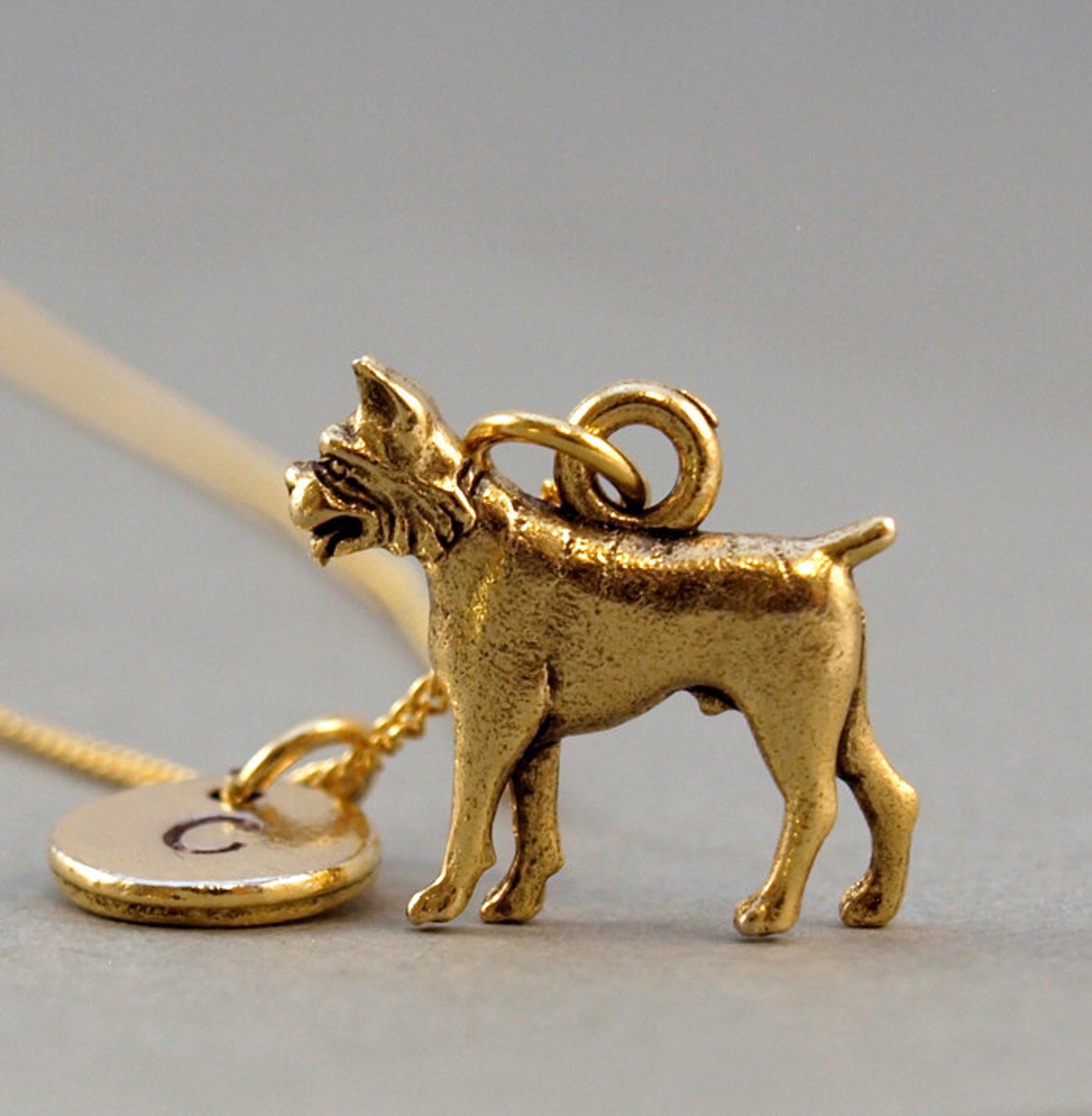 Boxer Dog Necklace Boxer Necklace Boxer Dog Charm Antique Etsy