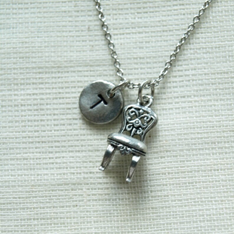 Chair Necklace Furniture Charm Initial Necklace Initial Etsy