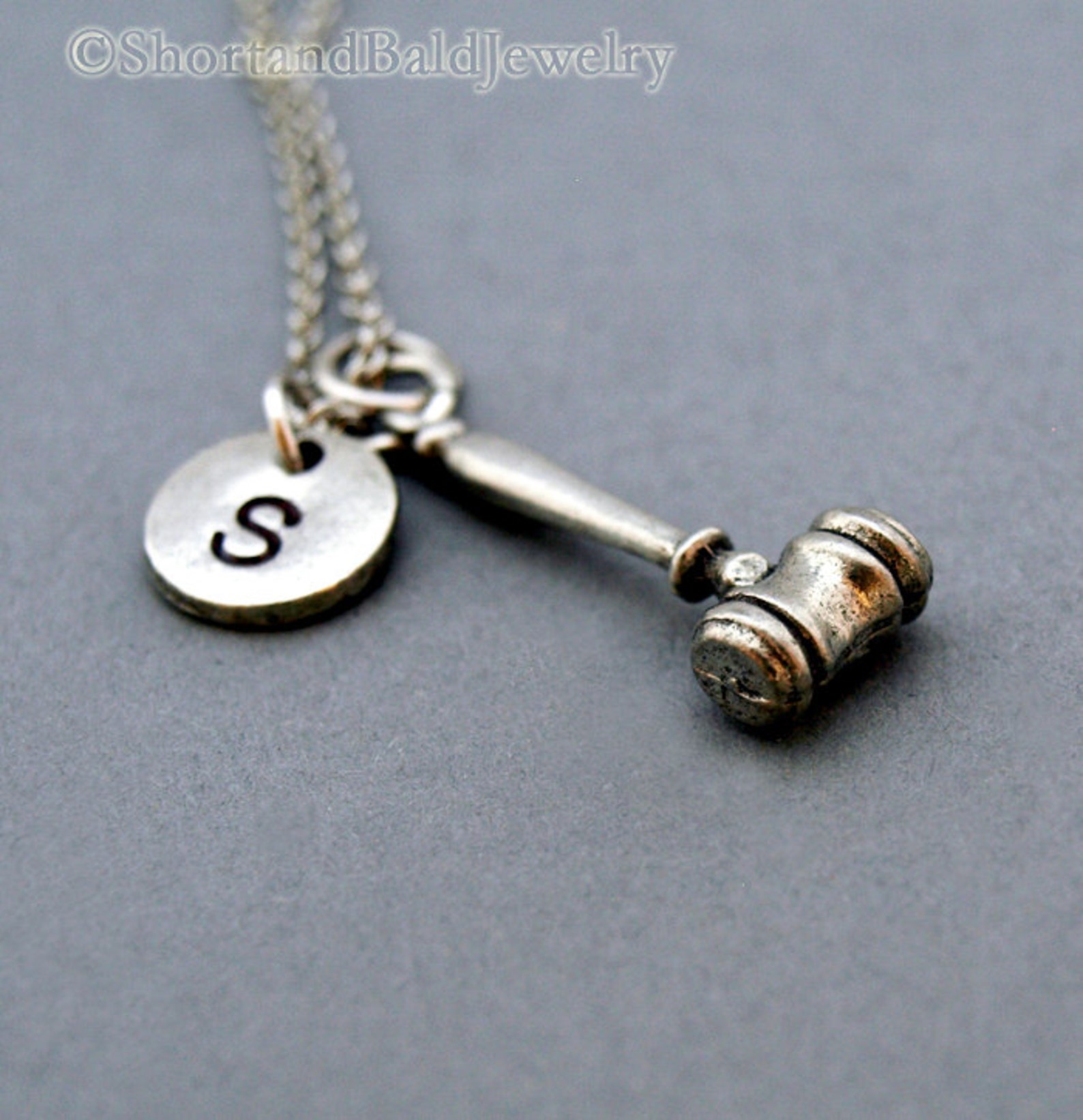 Gavel necklace Gavel charm Silver gavel law necklace Etsy