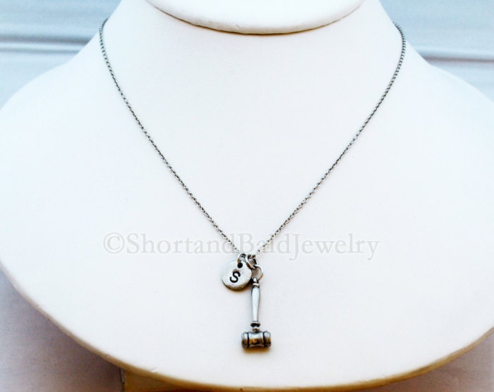 Gavel necklace Gavel charm Silver gavel law necklace Etsy