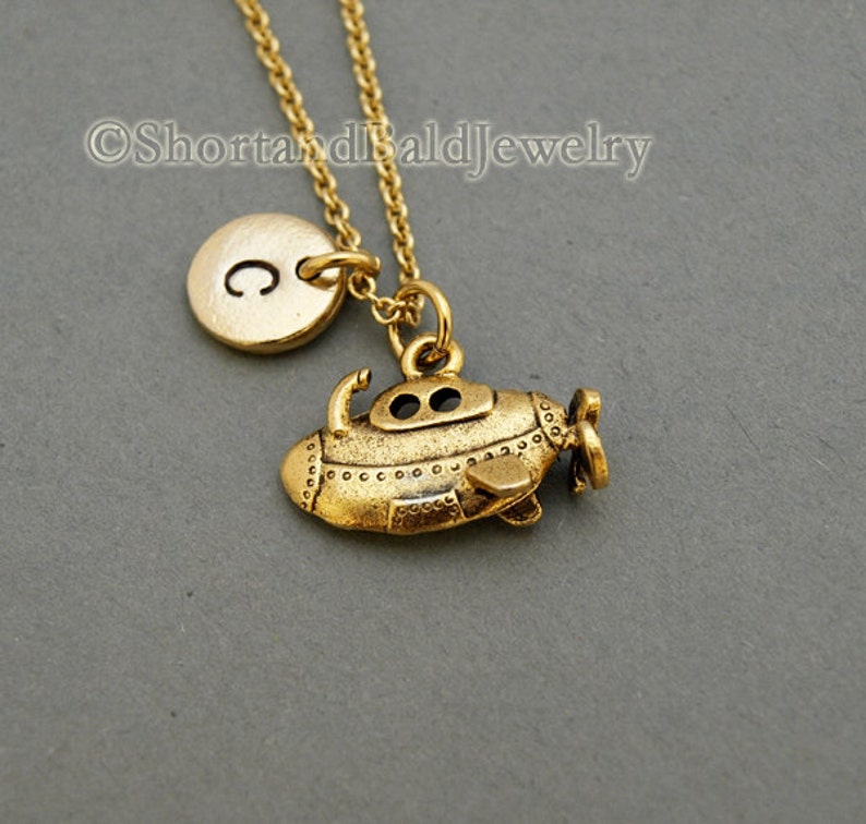 Submarine Charm Necklace Yellow Submarine Antique Gold Etsy