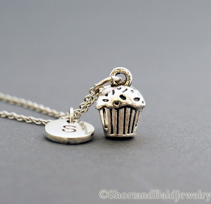 Cupcake Necklace Cupcake Charm Muffin Necklace Initial Etsy