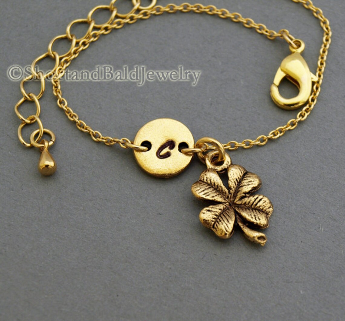 Four Leaf Clover Bracelet Lucky Charm Shamrock 4 Leaf Etsy