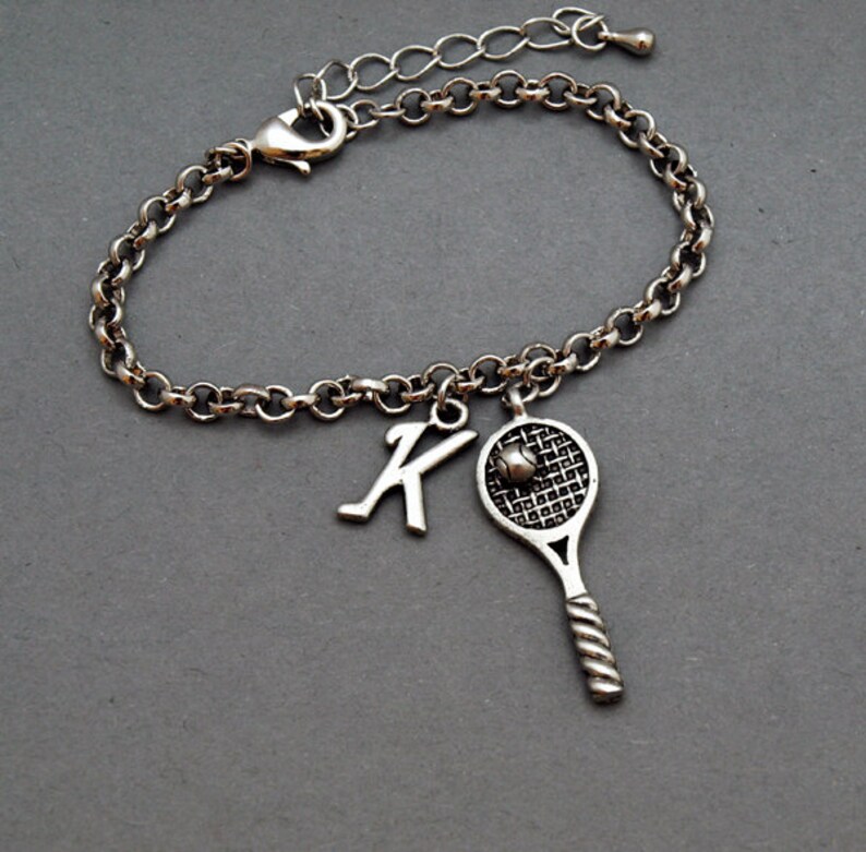 Tennis Racket charm bracelet sports charm antique silver Etsy