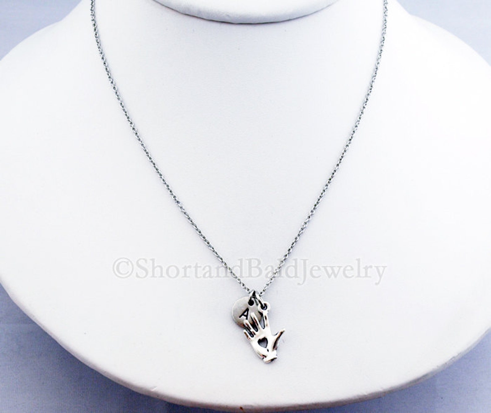 Hand Charm Necklace Heart Stamped Hand Palmistry Necklace Etsy