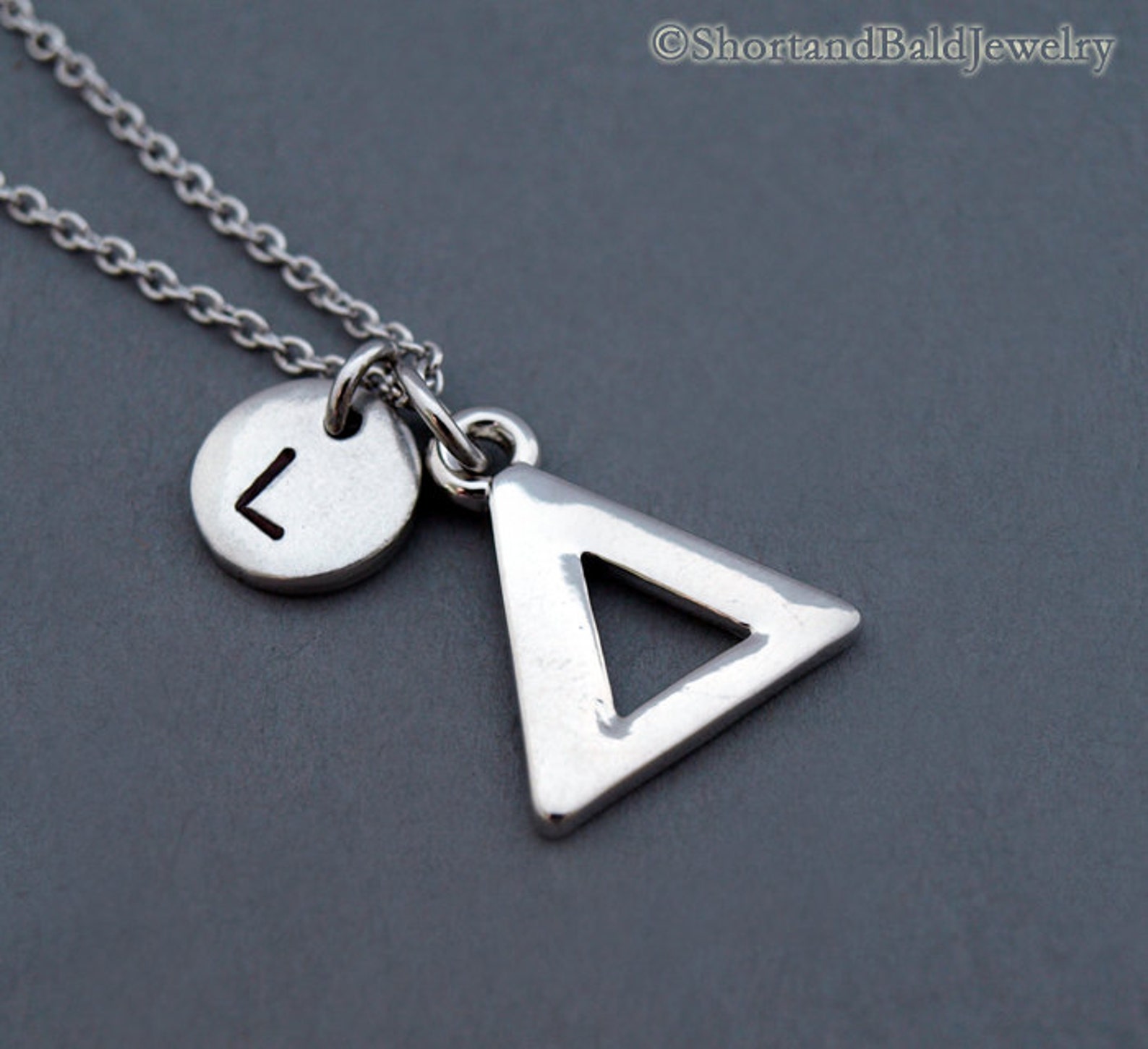 Silver Inverted Delta Delta Necklace, Silver Delta, Delta Symbol, Silver Delta Sign, Latin ...