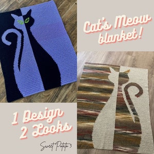 Cat's Meow Crochet Blanket Pattern, Halloween Cat throw blanket, graph crochet, gift for cat lovers, modern blanket, animal lovers gift image 3