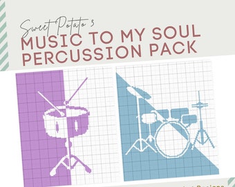 Percussion Instrument - Crochet Blanket Pattern - Music to my Soul Pack, snare drum, drum set, concert lover gift idea, throw blanket, band