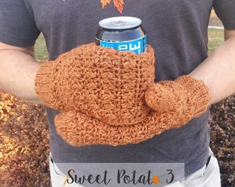 Beer Thirty Mitten Cozy - Crochet Pattern, funny gift idea, gift for coffee lover, tailgating gift, beer lover gift, drink cozy, can cozy