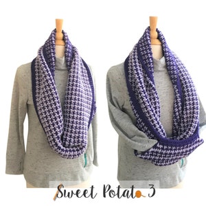 Houndstooth Pocket Cowl - Crochet Pattern, hidden pocket, stylish cowl, crochet wrap, gift idea for cold weather, gift for women, pocket