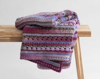 Sweet Serendipity Blanket - Crochet Pattern, self striping yarn project, textured crochet blanket, Unique Crochet Stitches, Textured blanket