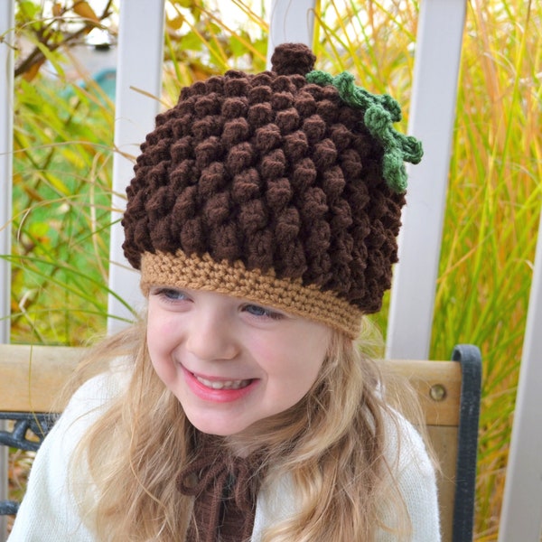 Acorn / Pinecone Hat - Crochet Pattern, textured crochet hat, fall children's hat, fall festival hat, warm crochet hat, crochet beanie