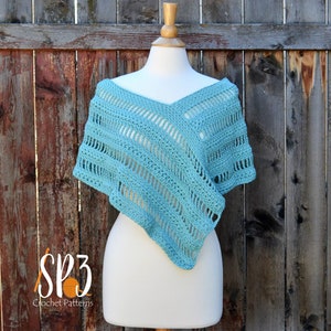 Whispering Willows Poncho Crochet Pattern, crochet shawl, spring accessory, summer garment, crochet for women, fashionable crochet image 2