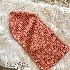 Cross My Heart Hooded Cocoon - Crochet Pattern, baby blanket wrap, hooded crochet blanket for baby, textured cocoon, hooded cocoon prop