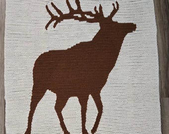 Elk Blanket Crochet Pattern, Woodland Animal Blanket, Nature-Inspired Crochet Pattern, Color Changing Crochet, Gift for Hunter, Cabin Decor