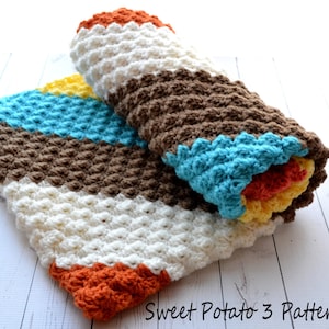 Diagonal Delights Baby Blanket C2C Crochet Pattern Striped