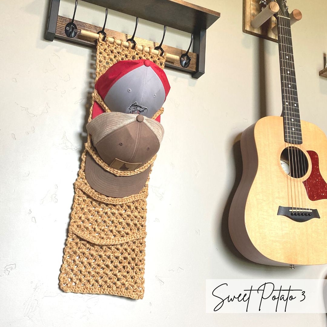 Crochet Hat Display, Ballcap Holder, Wall Hanging, Crochet, Crochet