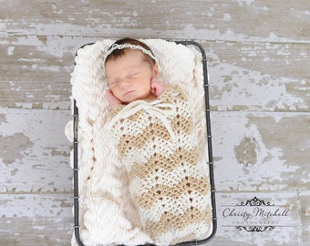 Chevron Swaddle Pod - Newborn Photo Prop - Crochet Pattern, newborn cocoon, photography prop, boy or girl wrap, cozy warm crochet