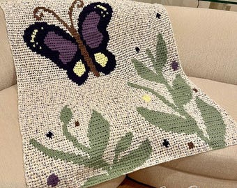 Schmetterling Charm Baby Decke Häkelmuster, Kinder Afghan, Baby Mädchen Kinderzimmer Dekor, skurriles Design, Geschenk für die Familie Erbstück, PDF